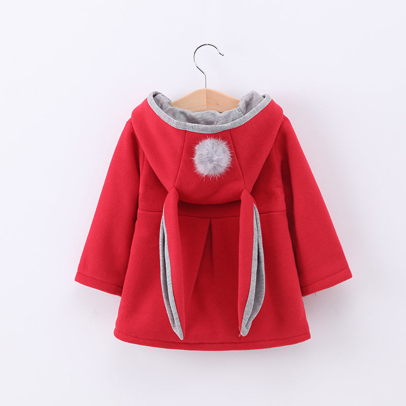 Girls Cute Bunny Ears Hooded Jacket