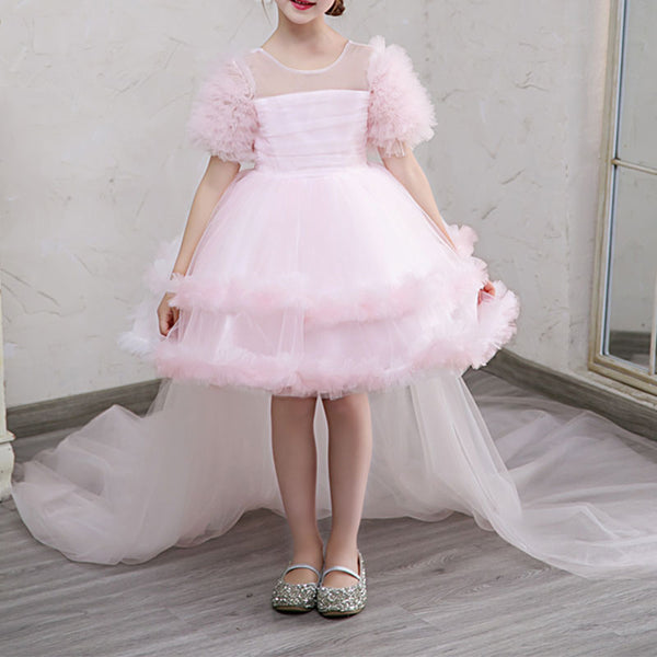 Toddler Girl Birthday Party Drss Pink Cake Trailing Princess Dress