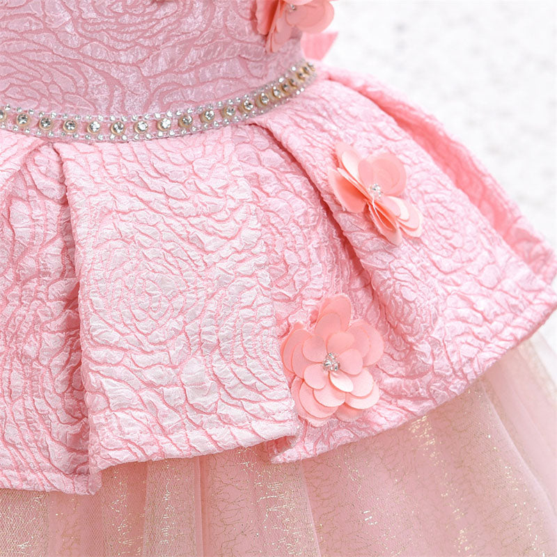 Flower Girl Dress Toddler Birthday Party Summer Floral Puffy Mesh Princess Dress