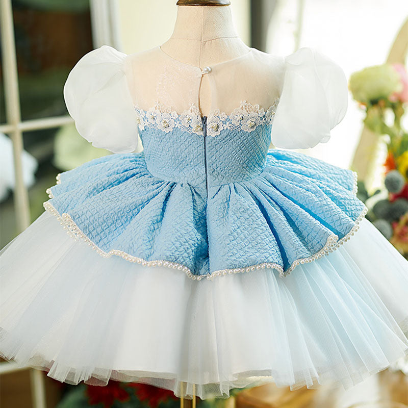 Flower Girl Dress Toddler Mesh Puff Sleeve Puffy Princess Party Dress