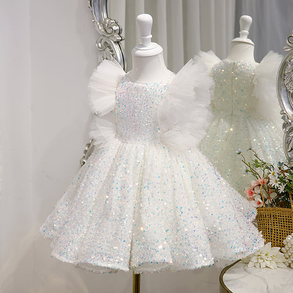 Baby Girl Easter Dress Girl White Flower Girl Fluffy Birthday Party Cake Baptism Dress