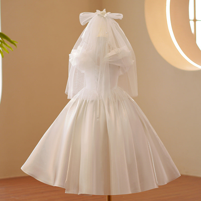 Toddler First Communion Dress Girl Wedding Dress White Sleeveless Fluffy Flower Girl Dress Christening Dress