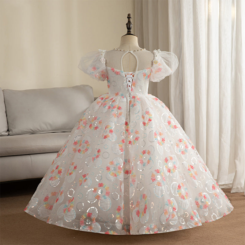 Girl First Communion Dress Flower Girl Elegant Puffy Pageant Baptism Party Princess Dress