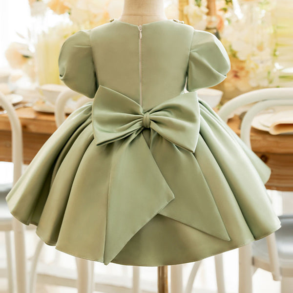 Little Girls Dress Toddler Green Pearl Communion Formal Princess Birthday Party Dress