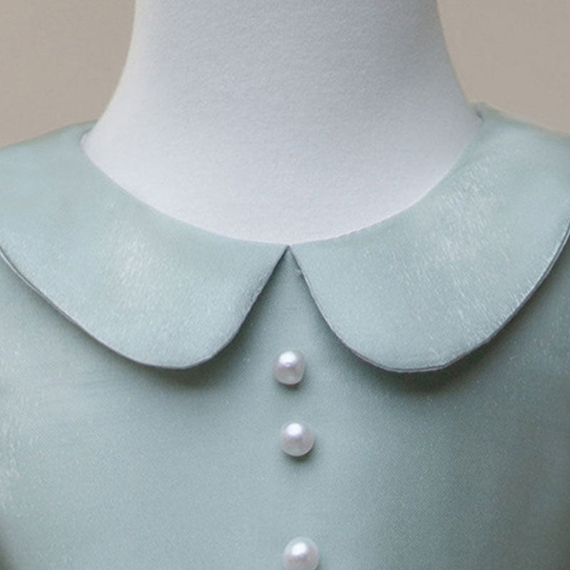 Girl Princess Dress Baby Girl Green Beaded Mesh Vintage Formal Dresses Toddler Ball Gowns