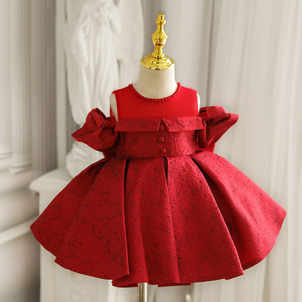 Cute Red Girls Wedding  Birthday Princess Dress