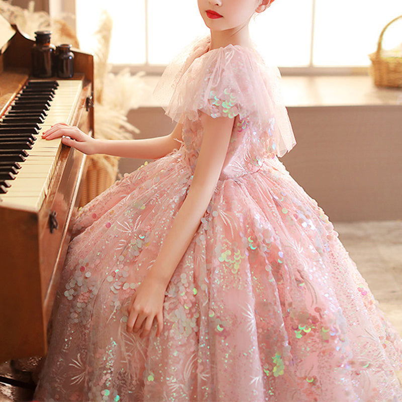 Elegant Girl Sequins Birthday Party Princess Dress