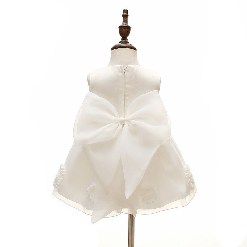 Baptism Dresses Baby Girl White Elegant Round-neck Formal Princess Dresses Flower Girl Dresses