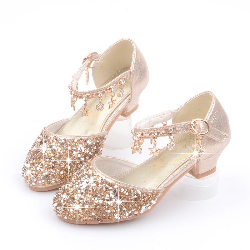 Girl Dress Shoes Kids Sequins Star Chain Princess Shoes