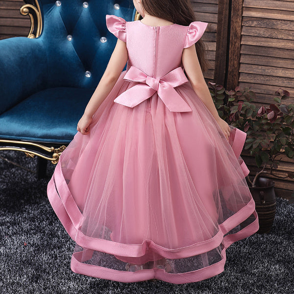 Girl Birthday Party Princess Dress Embroidered Fluffy Tail Pageant Dress