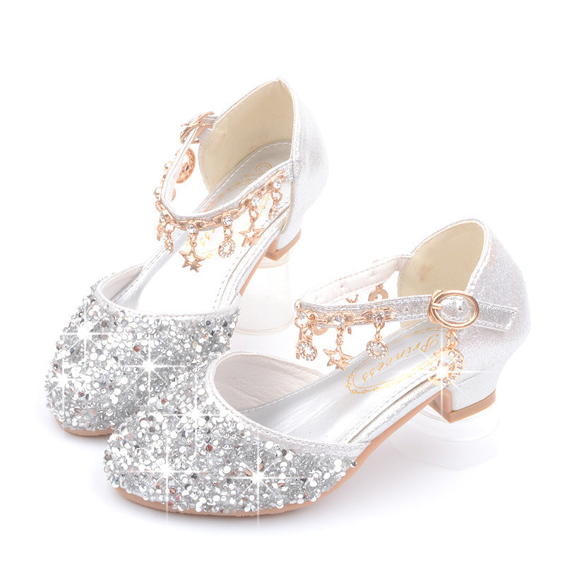 Girl Dress Shoes Kids Sequins Star Chain Princess Shoes