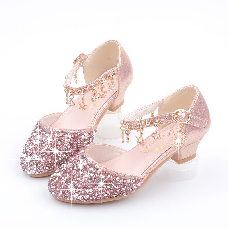 Girl Dress Shoes Kids Sequins Star Chain Princess Shoes