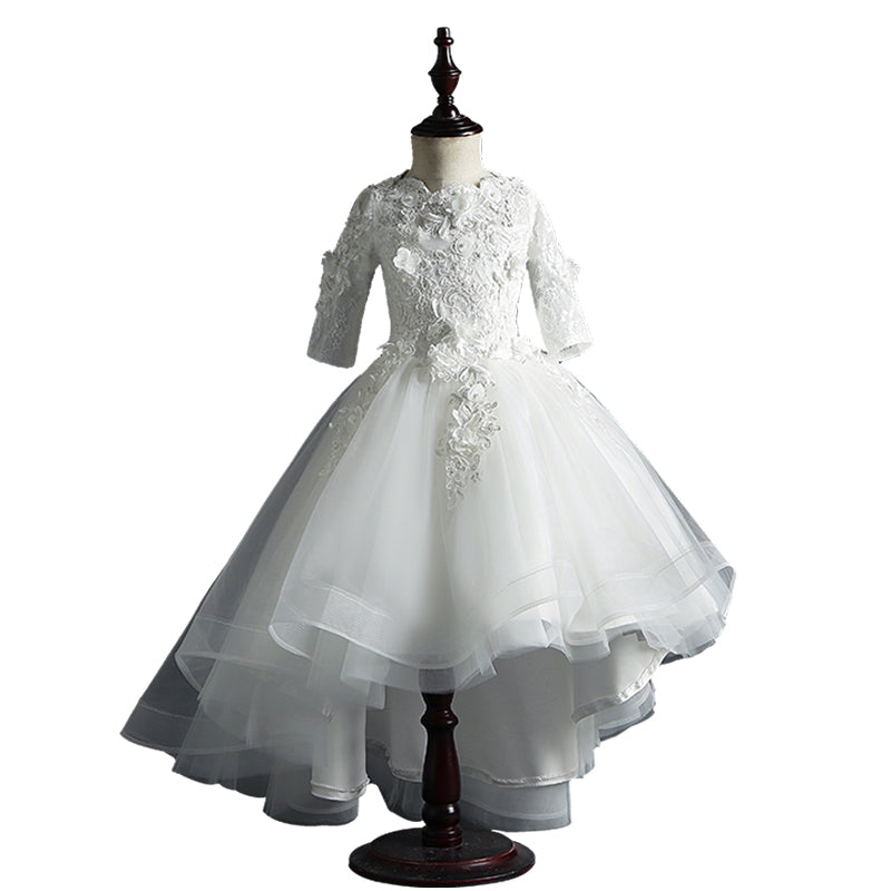 Elegant Floral Lace Puffy Princess Dress