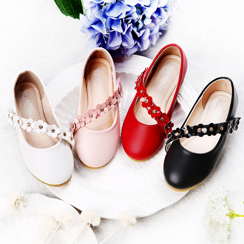 Girls Princess Shoes Dress Flower Leather Shoes