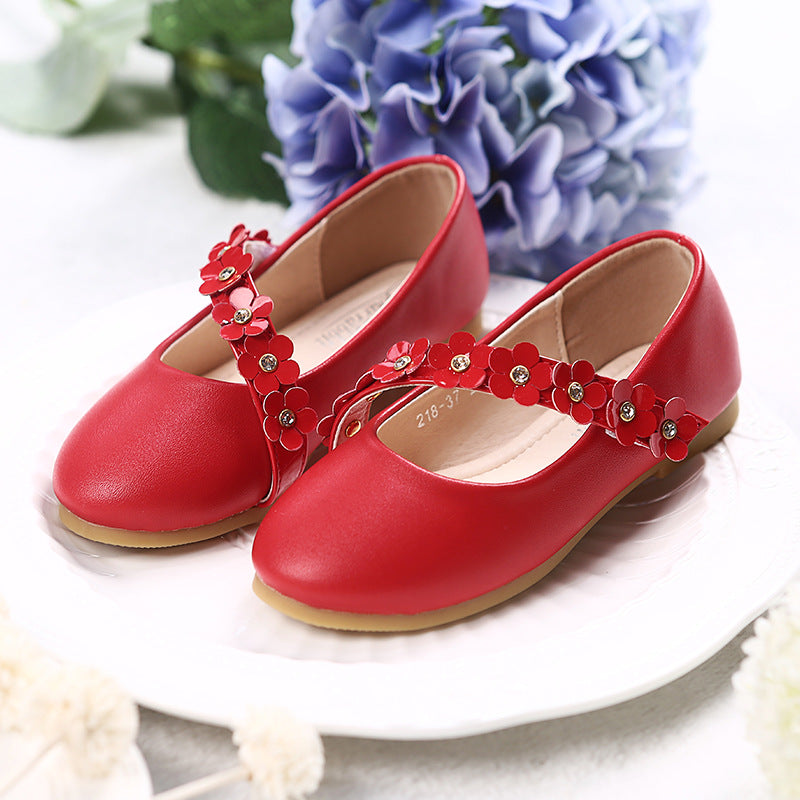 Girls Princess Shoes Dress Flower Leather Shoes