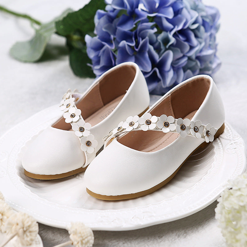 Girls Princess Shoes Dress Flower Leather Shoes