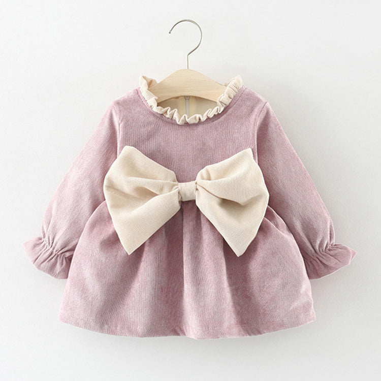 Baby Girls Long Sleeve Bow Daily Dress