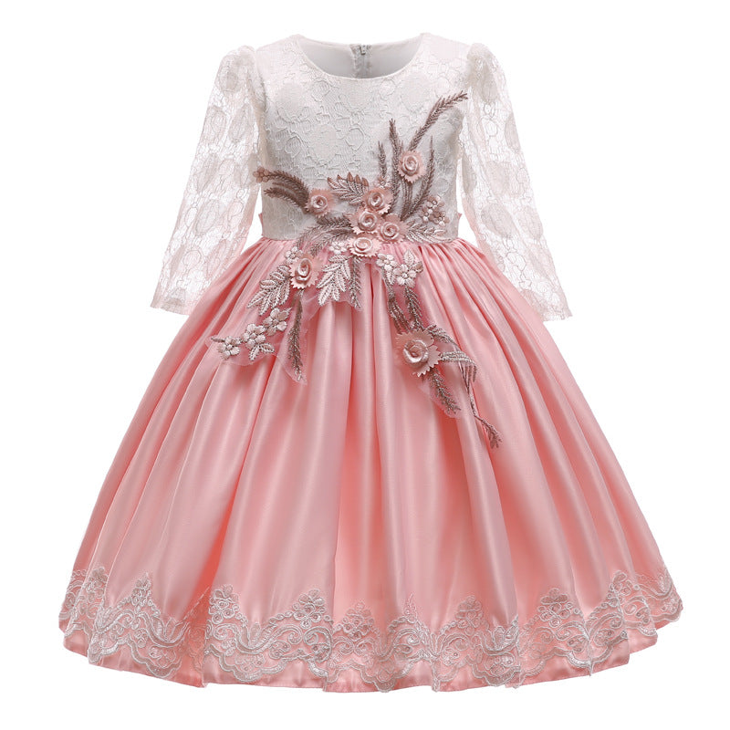 Flower Girl Dress Toddler Summer Birthday Party Dress Elegant Silk Bow Puffy Princess Dress