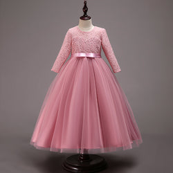 Girl First Communion Dress Children Formal Long Sleeve Elegant Princess Pageant Dress