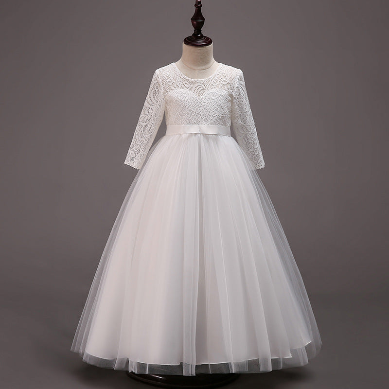 Girl First Communion Dress Children Formal Long Sleeve Elegant Princess Pageant Dress Girl First Communion Dress Children Formal Long Sleeve Elegant Princess Pageant Dress