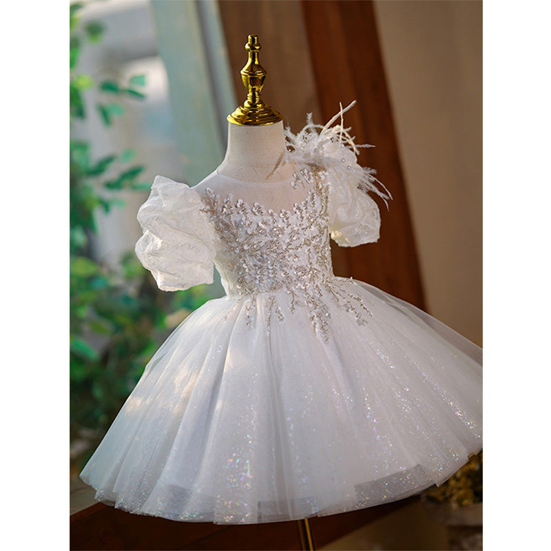 Baby Girl and Toddler Birthday Party Dress Lace Sequin Puffy Princess Dress