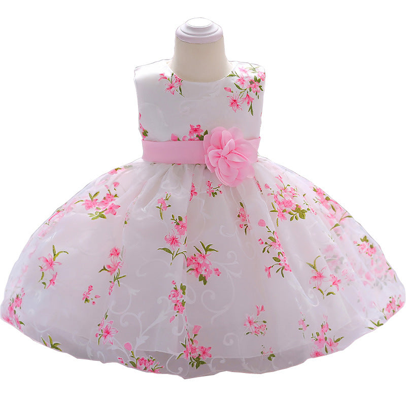 Baby Girl Formal Party Dresses Infant Summer Round Neck Cute Princess Dress