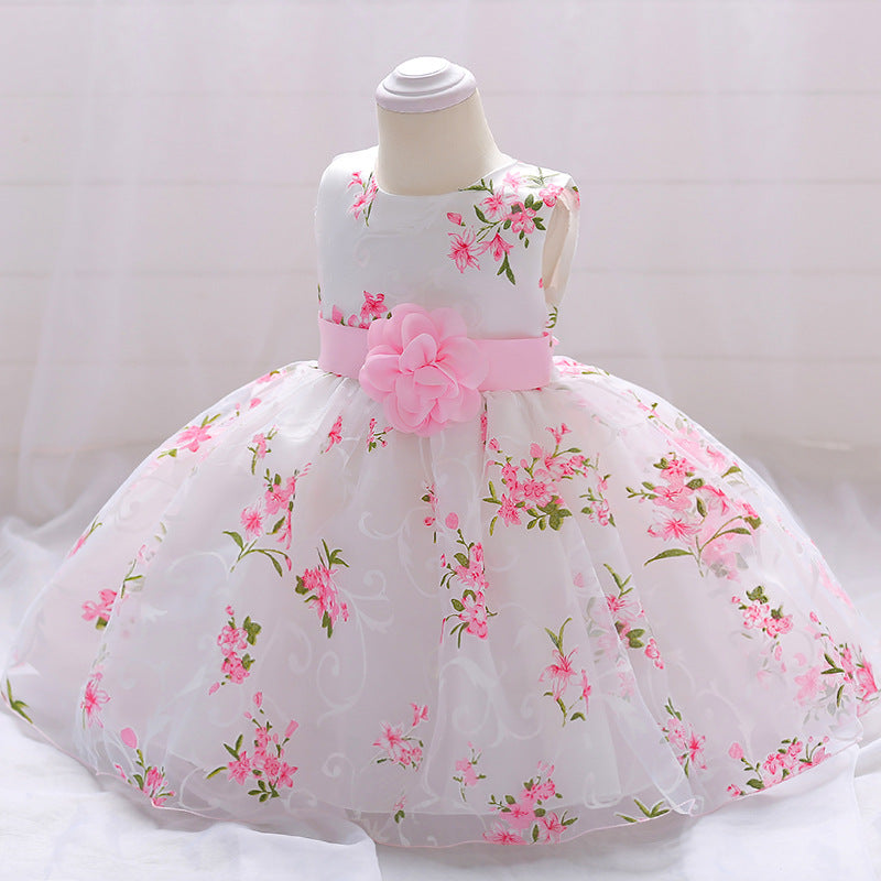 Baby Girl Formal Party Dresses Infant Summer Round Neck Cute Princess Dress