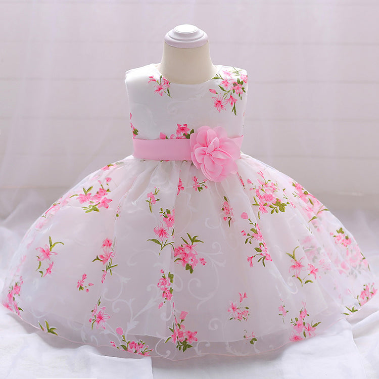 Baby Girl Formal Party Dresses Infant Summer Round Neck Cute Princess Dress