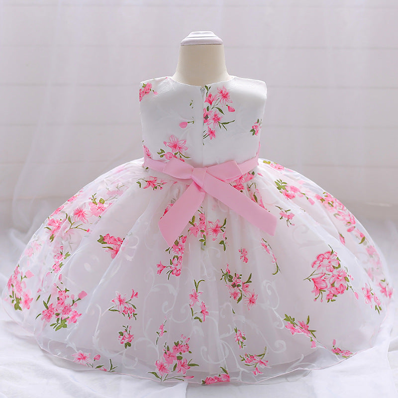 Baby Girl Formal Party Dresses Infant Summer Round Neck Cute Princess Dress