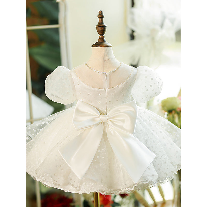 Baby Girl Dress Toddler Prom White Beauty Pageant Bow Baptism Princess Dress