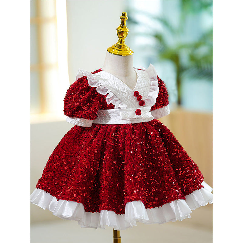 Baby Girl Red Christmas Birthday Party Dress Sequin Puffy Princess Dr marryshe Baby Girl Red Christmas Birthday Party Dress Sequin Puffy Princess Dr marryshe