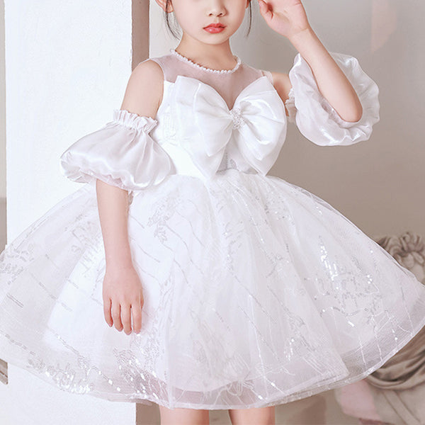 Flower Girl Dress Girl Baptism Bow-knot Fluffy Birthday Party Cake Formal Dress