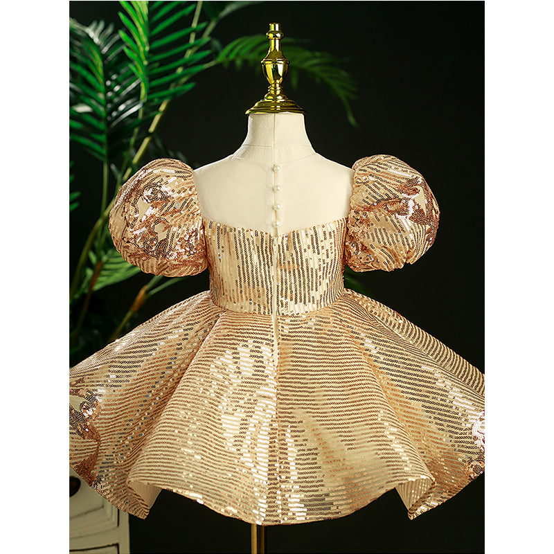 Baby Girl Luxury Birthday Party Dress Sequin Puffy Princess Dress