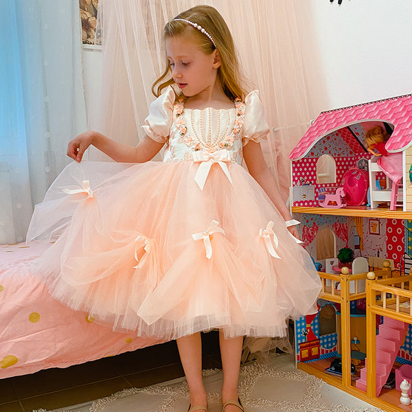 Elegant Flower Girl Wedding Pink Princess Dress