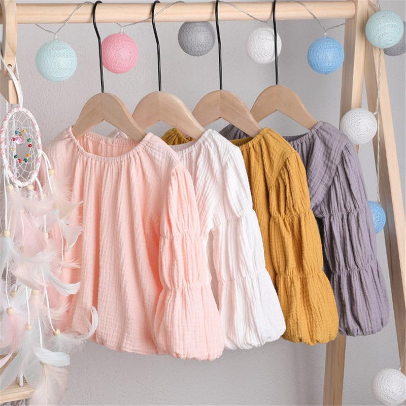 Baby Girl Lantern Bubble Sleeve Blouses