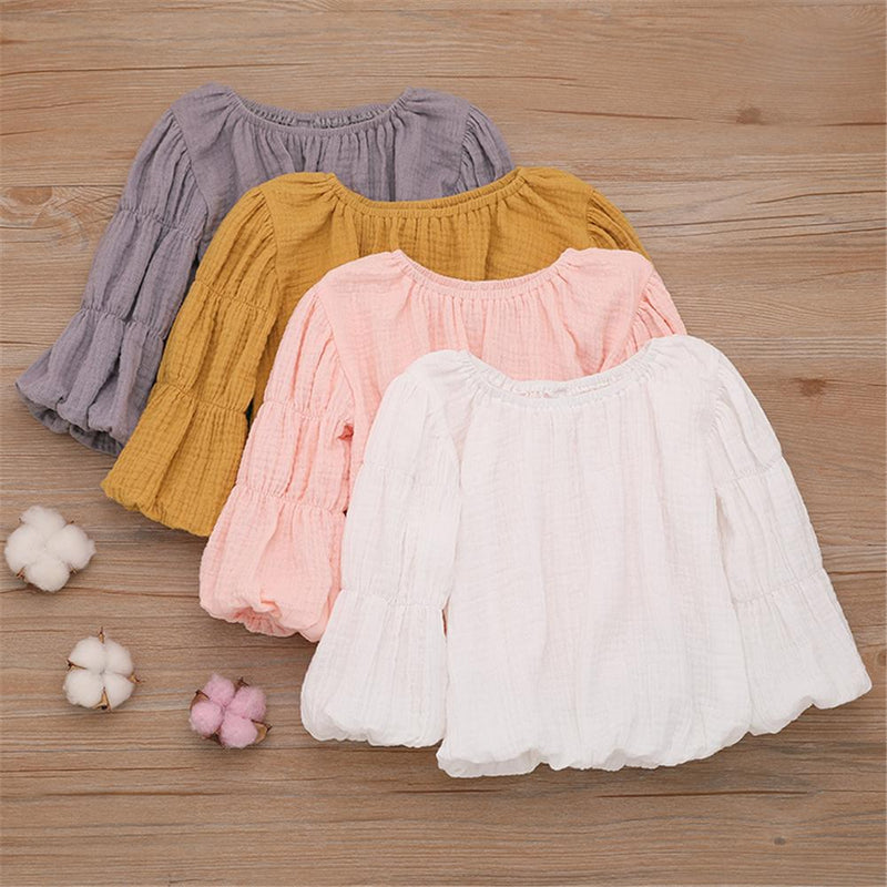 Baby Girl Lantern Bubble Sleeve Blouses