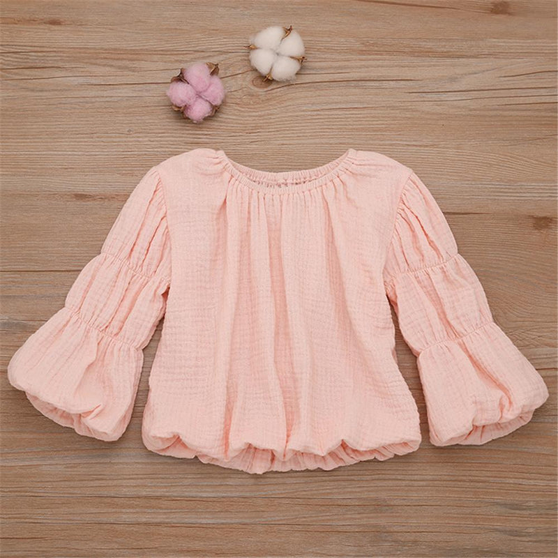 Baby Girl Lantern Bubble Sleeve Blouses