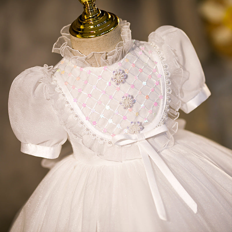 Baby Girl Baptism Dress Toddler  Birthday Party Dress Retro Lace Cozy Girl Dress