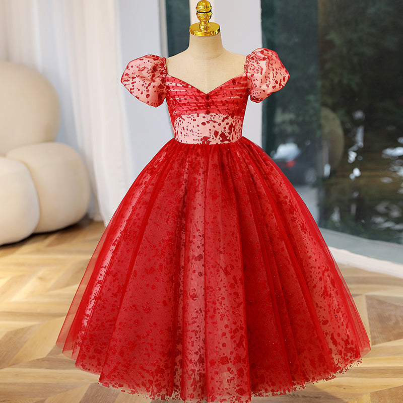 Toddler Ball Gowns Girl Luxury Pageant Red Wedding Communion Party Princess Communion Dress