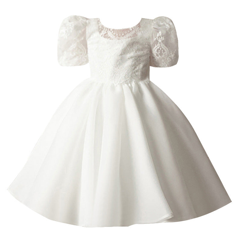 Baptism Dresses Baby Girl White Birthday Party Bow Puffy Princess Dress