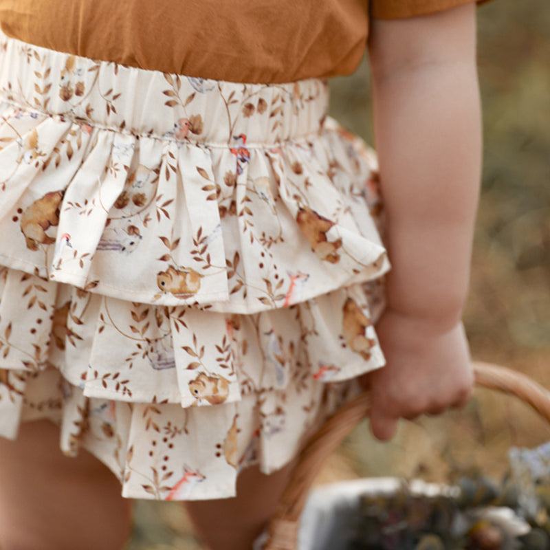 Summer Ruffled Floral Puffy Skirt