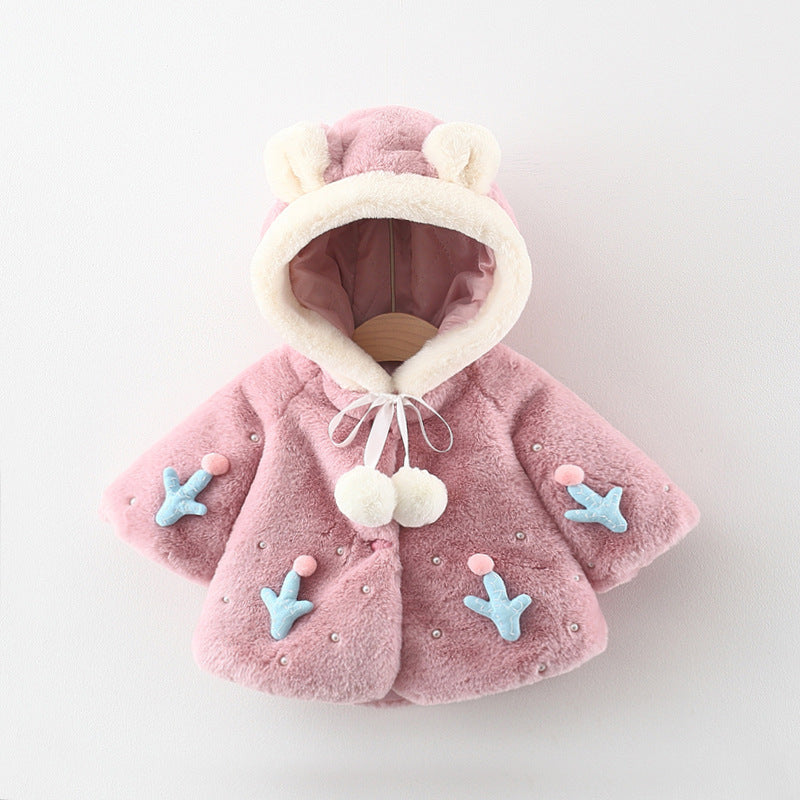 Winter Baby Girls Princess Fur Hoodie