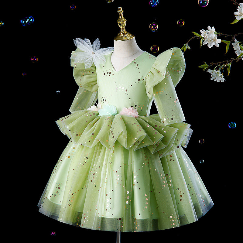 Elegant Girl Sequins Wedding Birthday Party Princess Dress