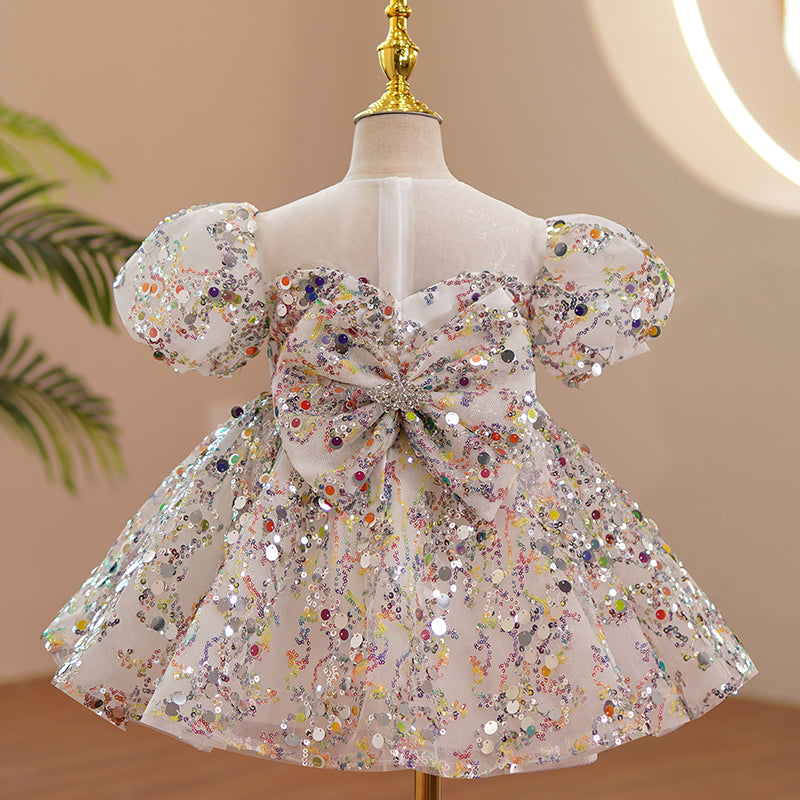 Baby Girl Summer Colorful Sequins Puffy Birthday Princess Dress