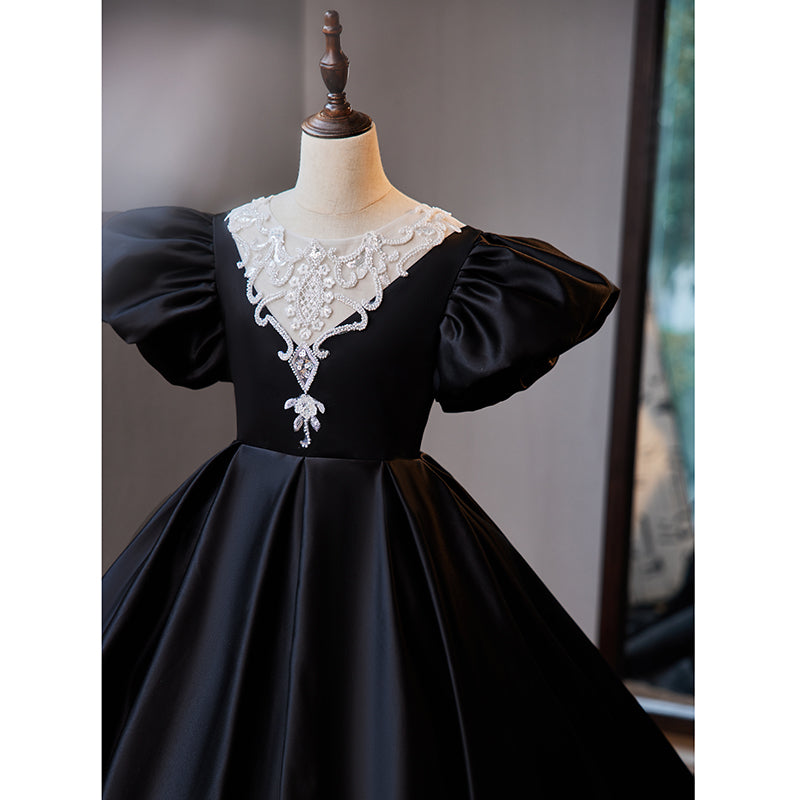 Elegant Luxury Baby Girl Black Birthday Party Princess Dress