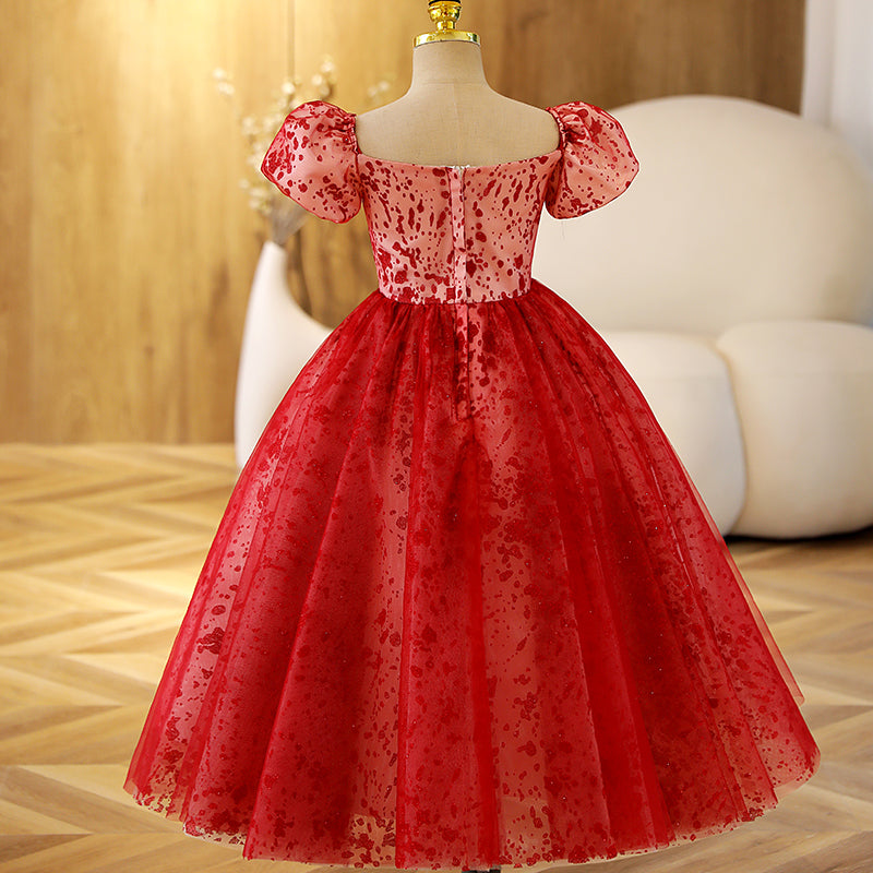 Toddler Ball Gowns Girl Luxury Pageant Red Wedding Communion Party Princess Communion Dress