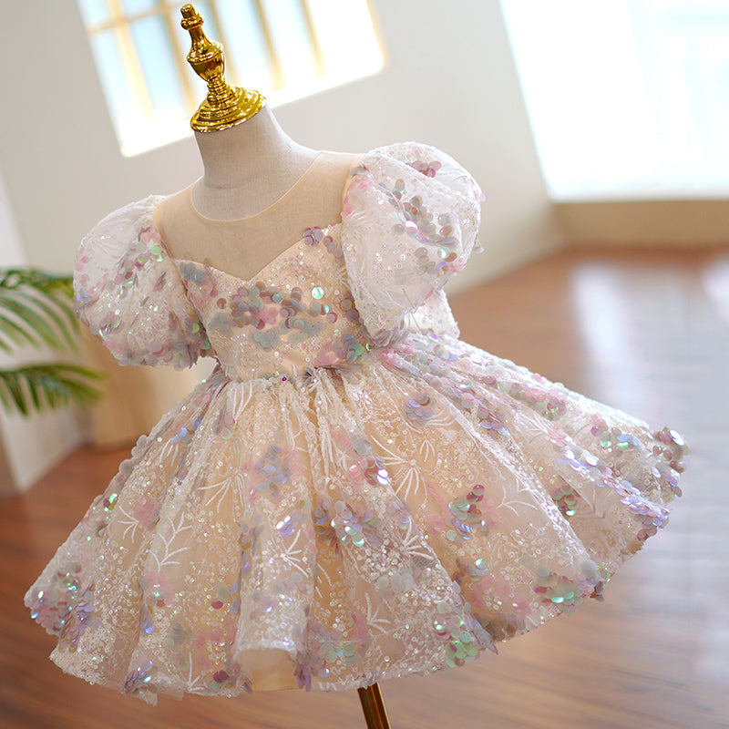 Girl Formal Dresses Baby Girl Gorgeous Colorful Sequins Dress Princess Party Dresses Easter Dress For Toddler, Multicolor / 1-2 Years (90cm)