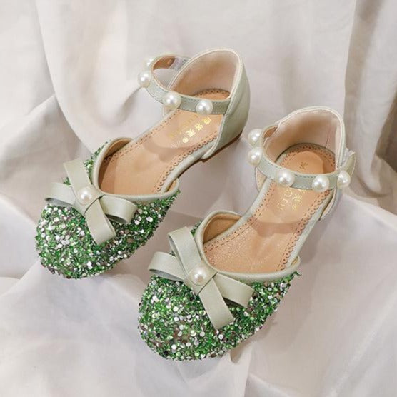 Girl Bow Sequin Beads Princess Shoes