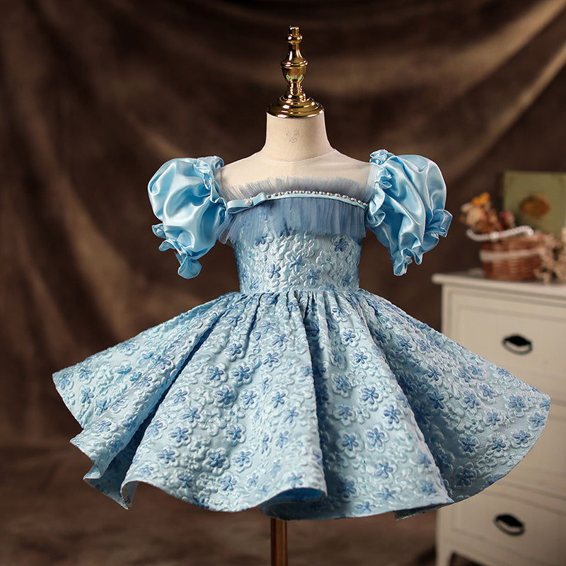 Toddler Ball Gowns Girl Princess Blue Flower Formal Fluffy Birthday Party Dress, Blue / 9-10 Years (150cm) Toddler Ball Gowns Girl Princess Blue Flower Formal Fluffy Birthday Party Dress, Blue / 9-10 Years (150cm)