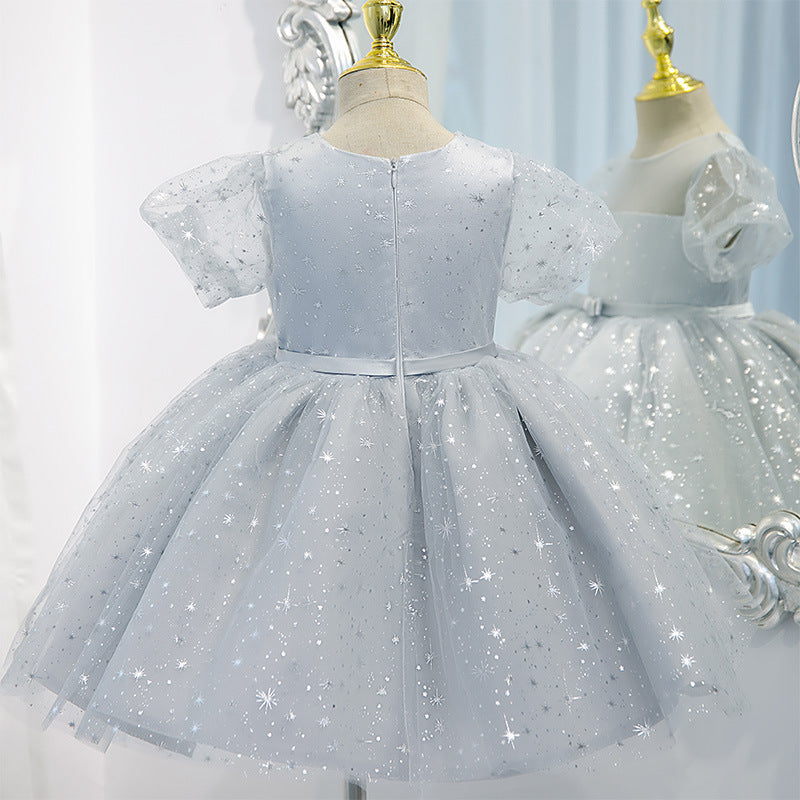 Baby Girl Summer Stars Sequins Fluffy Cake Princess Dress